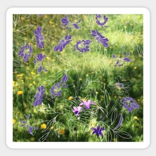 Summer flowers field with bluebells and marigold Sticker